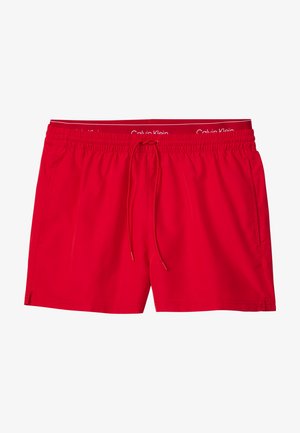 Røde badeshorts med elastisk midjebånd, justerbar snor, sidelommer og innvendig merket midjebånd med "Calvin Klein".