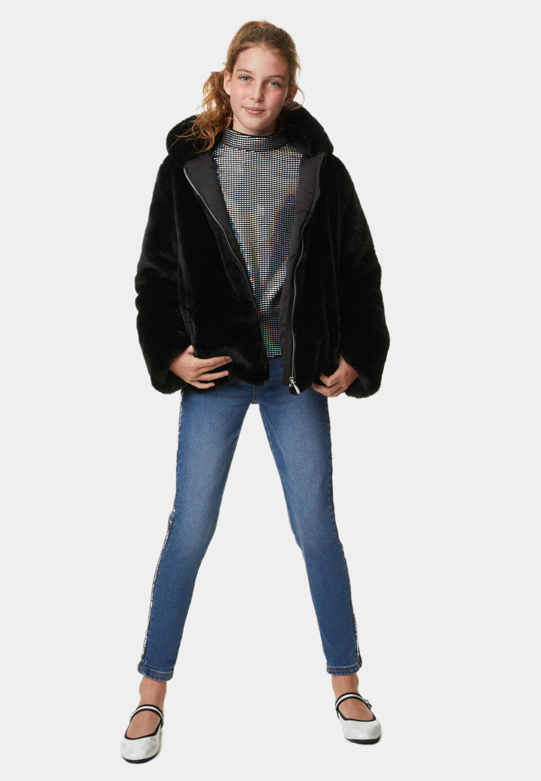 Haut M&S Portfolio à Fausse Double Couche – Taille 12, Noir/Blanc (Très Bon état)