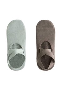 2 PAIRS OF PADDED BLEND YOGA AND PILATES WITH CROSSOVER STRAPS - Socquettes - brown