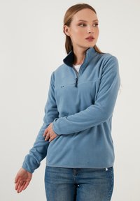 LELA HIGH COLLAR - Felpa in pile - light blue