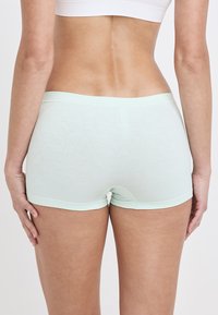 Mintgröna damboxershorts med ett subtilt blommönster. Mjuk tyg med elastisk midja och sömlös design.