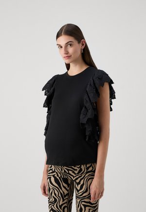 OLMBETTY LIFE FRILL  - T-shirt imprimé - black