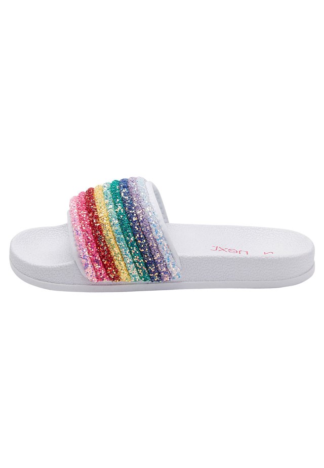 MULTI GLITTER RAINBOW SLIDERS (OLDER) - Badesandaler - white