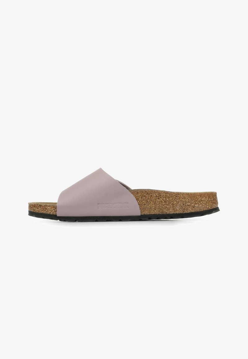 Infradito in pelle liscia color rosa chiaro, dal design curvature, con soletta in sughero. Suola in gomma nera. Aspetto minimalista e contemporaneo.