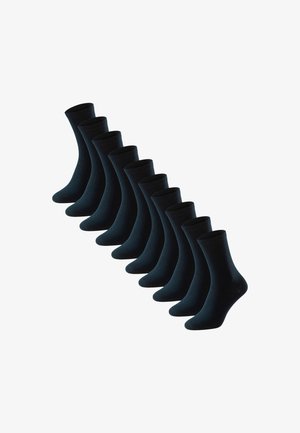 Confezione di dieci calze nere. Texture liscia, lunghezza fino al polpaccio e design della punta arrotondata. Colore uniforme con un aspetto semplice e classico.