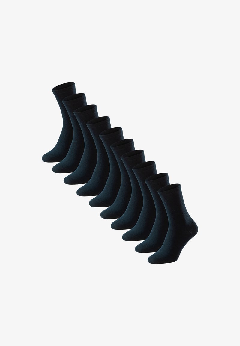 Confezione di dieci calze nere. Texture liscia, lunghezza fino al polpaccio e design della punta arrotondata. Colore uniforme con un aspetto semplice e classico.