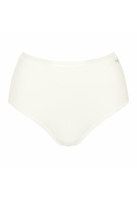 Weiße hoch taillierte Slips aus glattem Stoff mit elastischem Bund und ohne sichtbare Nähte für einen nahtlosen Look. Einfaches, klassisches Design.