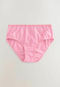 Różowe bawełniane majtki bikini o gładkiej strukturze, z paskiem w małe serduszka. Płaskie szwy dla większego komfortu.