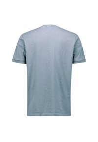 Lichtblauw t-shirt met korte mouwen en ronde hals. Gemaakt van zachte stof, met een gladde textuur en een standaard, relaxte fit.