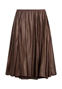 PLEATED MIDI - A-line skirt - mottled dark brown