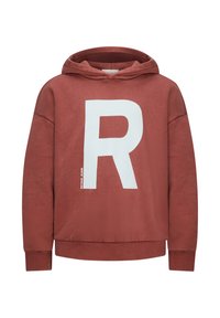 Czerwona bluza z kapturem z dużą białą literą "R" z przodu. Posiada kaptur ze sznurkiem, ściągacze na mankietach i luźny krój. Wykonana z miękkiego materiału.