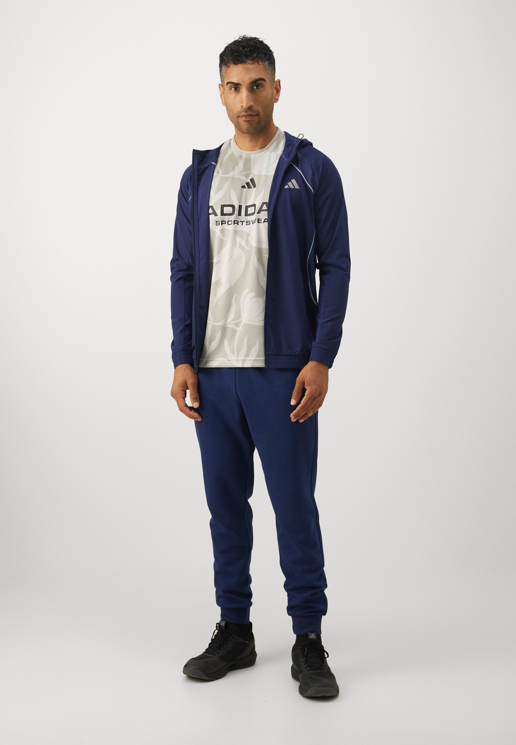  アディダス ネイビー ジップアップジャケット adidas Performance TECH - Training jacket - dark blue/glow blue