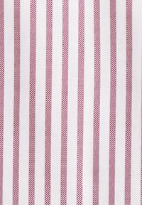 Tissu rouge et blanc présentant des rayures verticales ; la texture est lisse avec une légère brillance, et les rayures sont uniformément espacées.