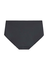 Mutande a vita alta nere realizzate in tessuto morbido. Caratterizzate da un design senza cuciture e da un colore solido senza motivi o dettagli.
