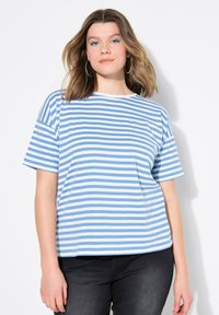 Studio Untold STRIPED CITY EMBROIDERED SHORT SLEEVE - Triko s potiskem - azure