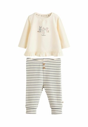 SET - REGULAR FIT - Legíny – nohavice - cream stripe bunny