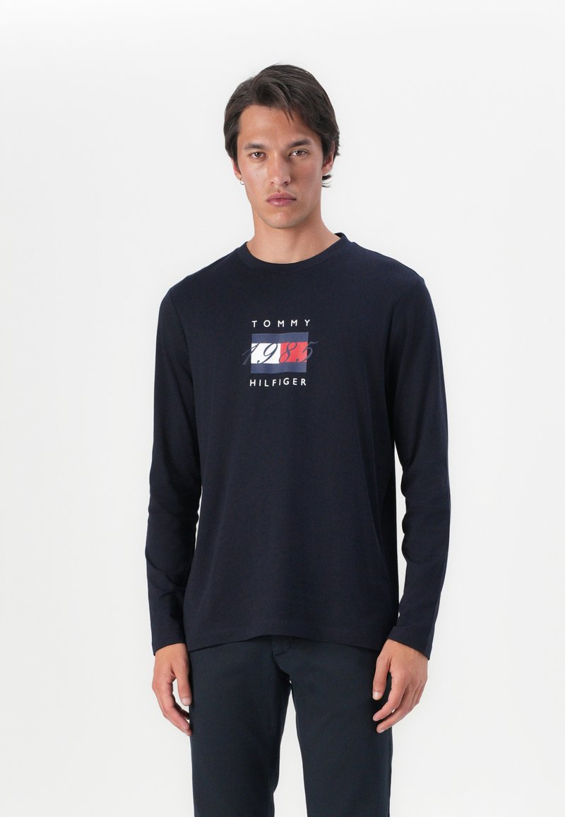 Tommy Hilfiger LINEAR FLAG GRAPHIC TEE - Langarmshirt - desert sky
