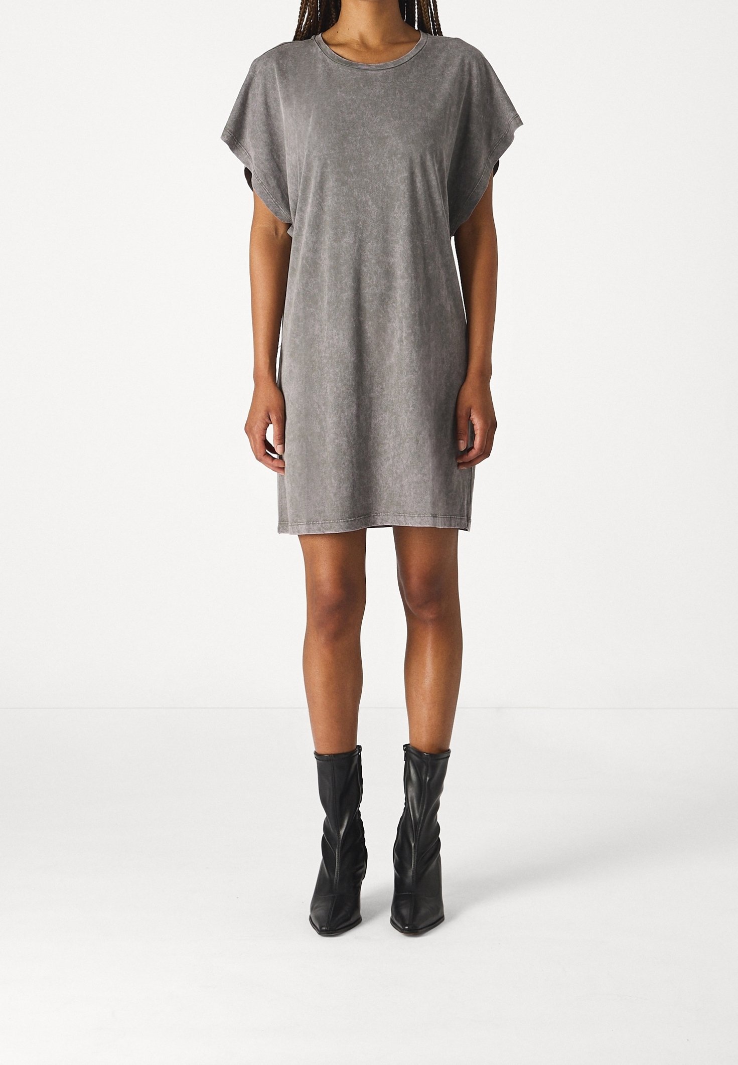 dark grey jersey dress Argent Crewneck Dress in Wool Jersey | Dark Grey Melange | Women's Dresses