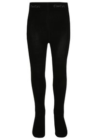 Collants noirs en tissu doux et extensible. Présentent une bande élastique large avec le nom de la marque "ewers" dans une couleur grise subtile. Texture lisse sur l'ensemble.