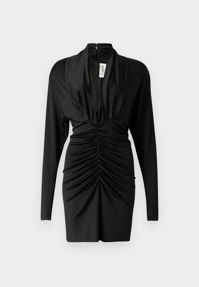 Victoria Beckham LONG SLEEVE RUCHED MINI DRESS - Vestido de cóctel - black