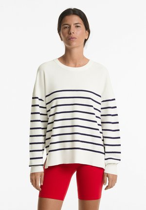 OYSHO STRIPED KNIT - Jumper - white
