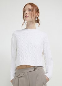 Calliope CROP TRECCE - Strickpullover - bianco
