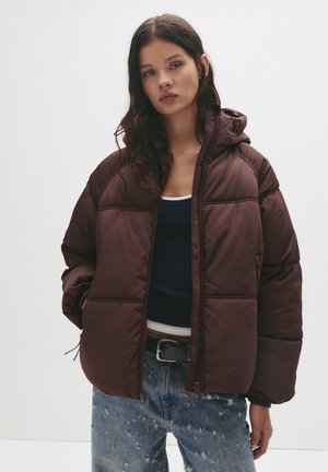 PULL&BEAR HOODED PUFFER - Winterjas - bordeaux