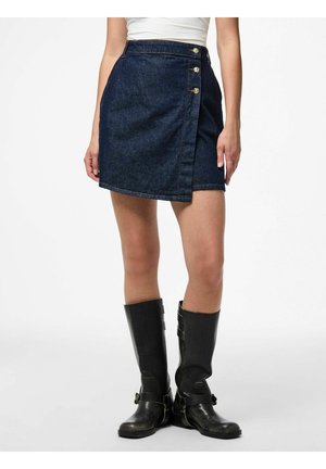 PCMALIN - Gonna di jeans - dark blue denim