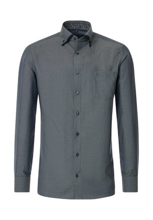 CASAMODA Comfort Fit Shirt - Circle Print, Braun/Blau/Grün, Button-Down Kragen