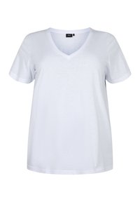 Zizzi MIT V-AUSSCHNITT - Jednoduché tričko - bright white