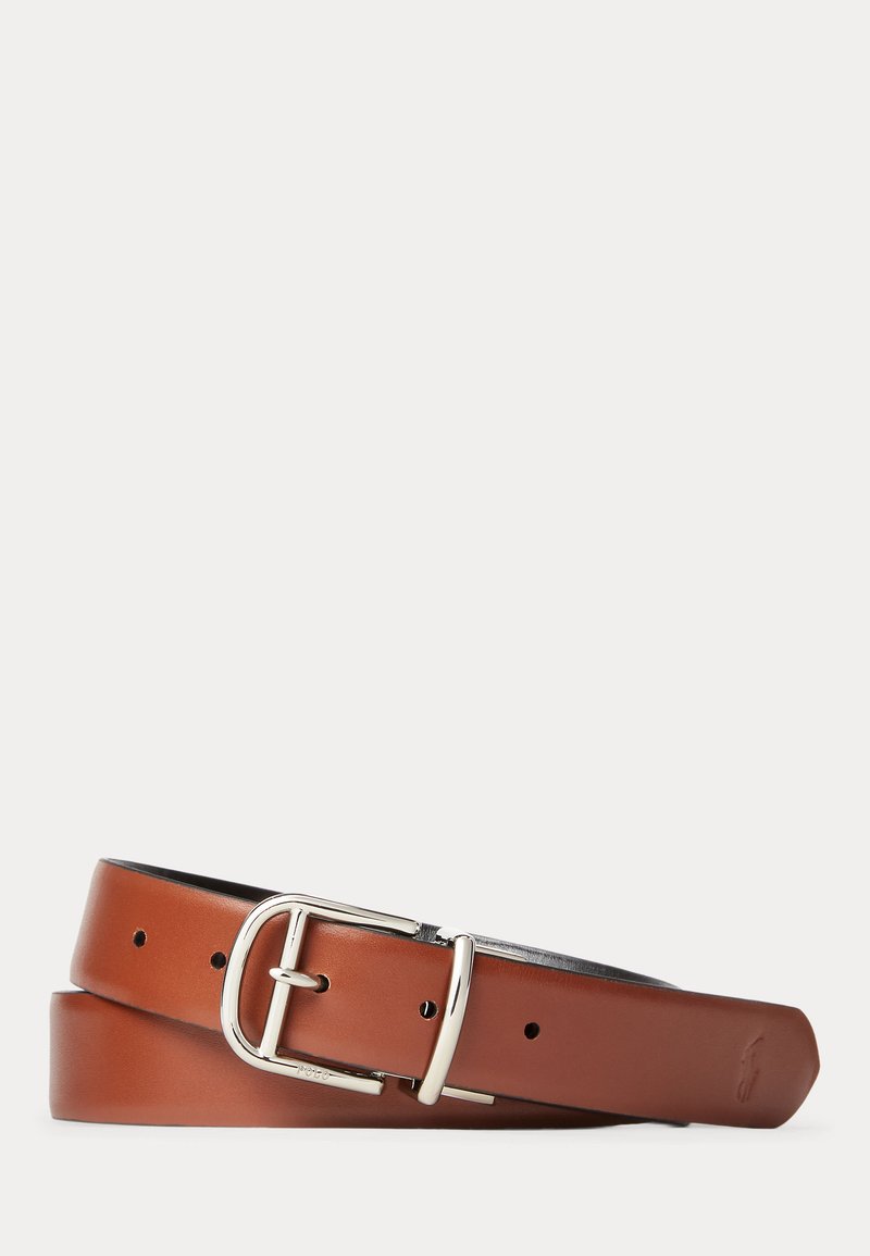 Polo Ralph Lauren REVERSIBLE DRESS BELT - Alkalmi öv - black/cogniac