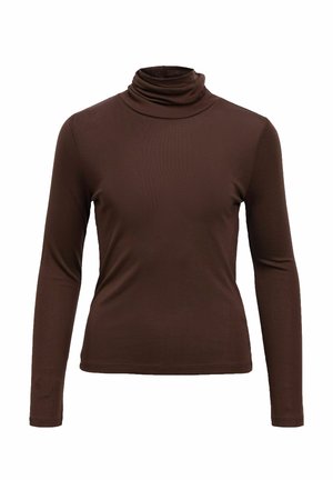 Object, LONG SLEEVED TOP HIGH ROLL NECK - T-shirt à manches longues - seal brown