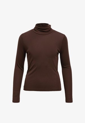 Object, LONG SLEEVED TOP HIGH ROLL NECK - T-shirt à manches longues - seal brown