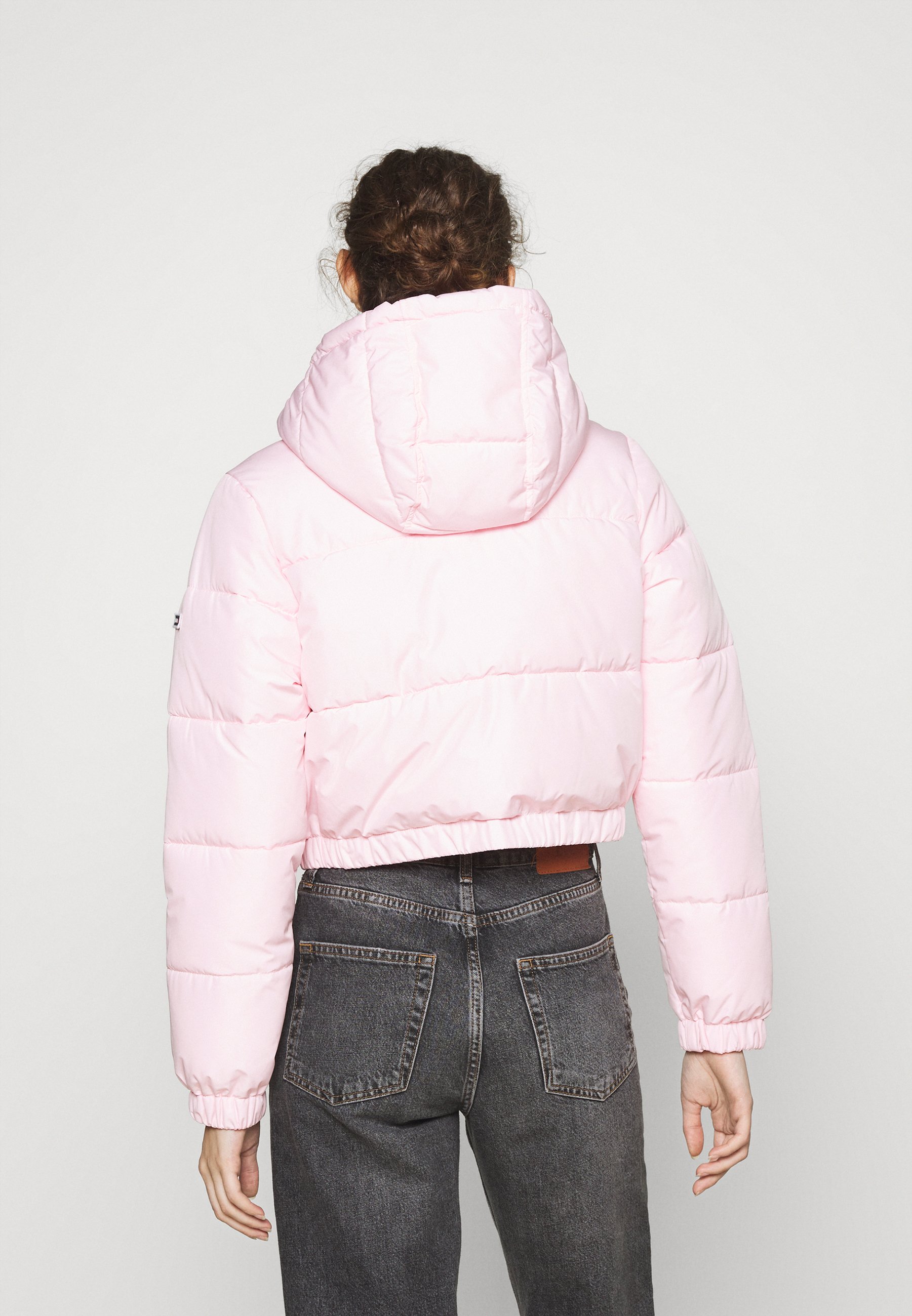light pink cropped puffer jacket
