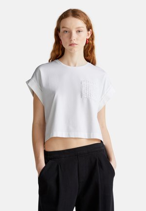 United Colors of Benetton WITH POCKET - Triko s potiskem - white