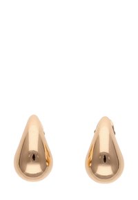 Goldfarbene Tropfenohrringe mit einer glatten, glänzenden Oberfläche und subtiler Krümmung, ausgestattet mit einem sicheren Postverschluss.