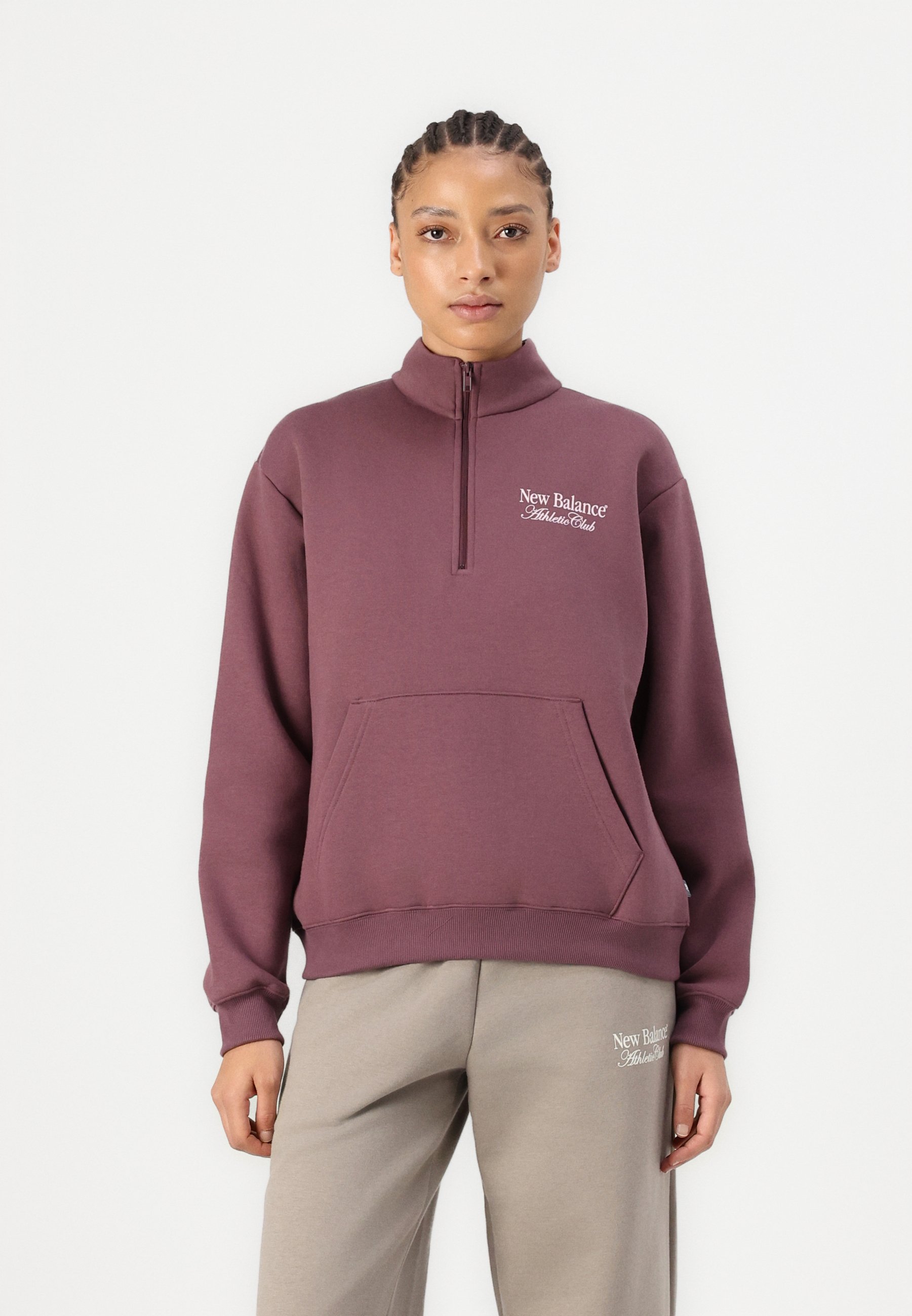 パーカー・フーディ New Balance Bordeaux cotton sweatshirt New Balance LINEAR GRAPHIC HALF ZIP - Sweatshirt - faded