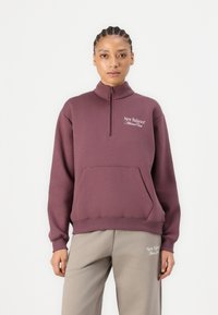 New Balance LINEAR GRAPHIC HALF ZIP - Sweatshirt - faded plum