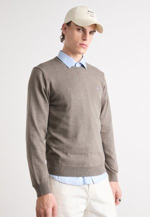 GANT Stickad tröja - dark hazelnut melange