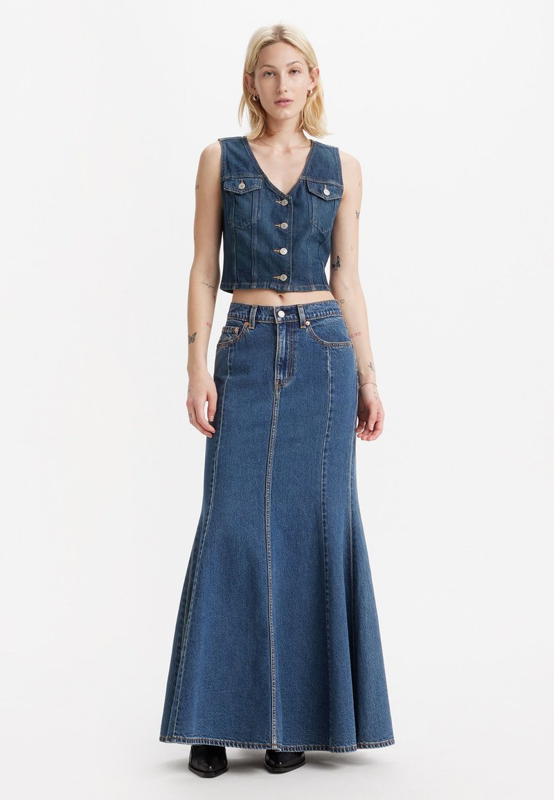 Jupe Leifsdottir En Denim Foncé - Taille 12 - Extensible Avec Volants Avant/arrière - Occasion En Excellent état