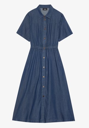 Nupuväline chambray kleit lühikeste varrukatega, vöökoha rõhutatusega ja A-line seeliku lõikega. Omab kuldseid nuppe ja kahte küljetaskut.