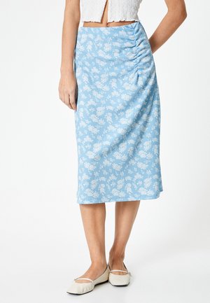 FLORAL MIDI - A-linjekjol - blue