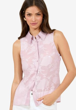 REGULAR FIT-SEQUIN DETAIL SLEEVLESS - Button-down blouse - pink