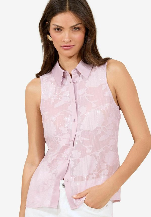 REGULAR FIT-SEQUIN DETAIL SLEEVLESS - Hemdbluse