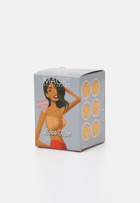 Ambala�ža za Magic Bodyfashion Boob Tape, koja sadrži sivi kutiju s ilustracijom, oznaku "Extra Wide 10cm" i upute za primjenu.