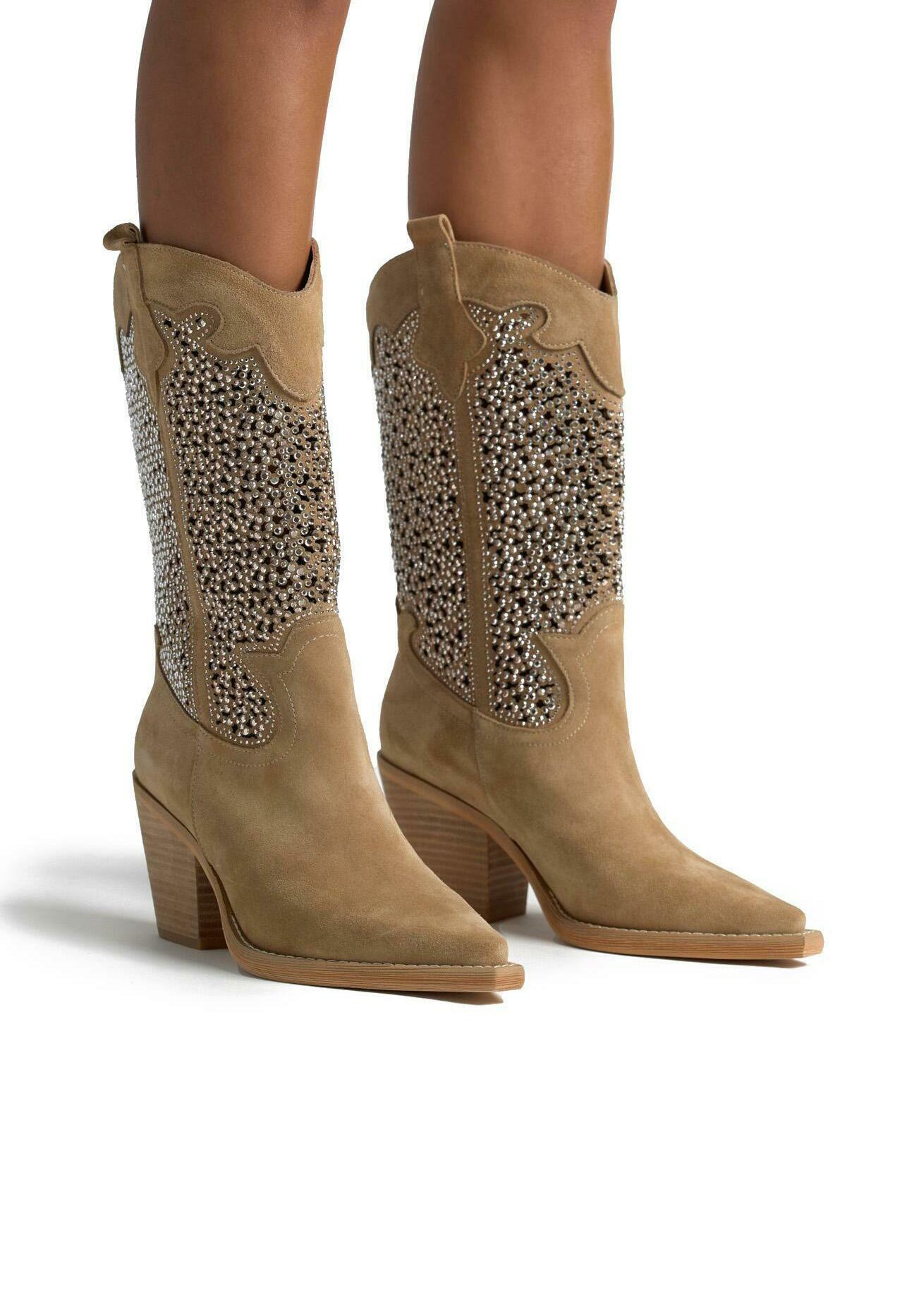 Alma en Pena Botas de tacón marrón claro