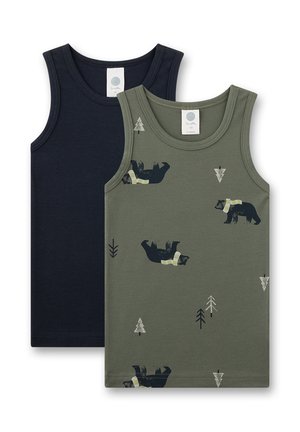 Sanetta, JUNGEN-UNTERHEMD (DOPPELPACK) BLAU & KHAKI BÄR - Unterhemd/-shirt - grün