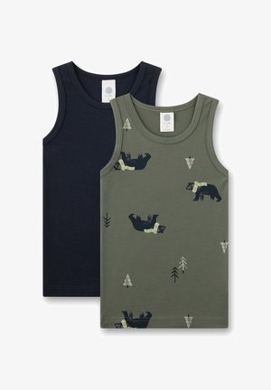 Sanetta, JUNGEN-UNTERHEMD (DOPPELPACK) BLAU & KHAKI BÄR - Unterhemd/-shirt - grün
