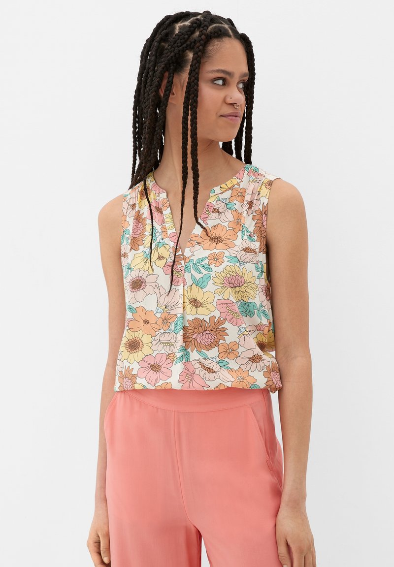 QS MIT RAFFUNG - Bluse - beige