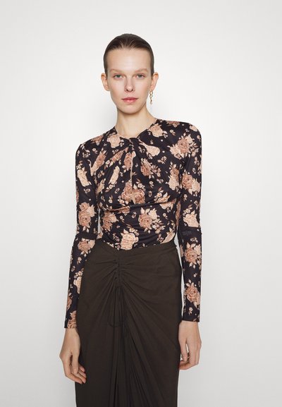 ROKH GATHERED DETAIL - Maglietta a manica lunga - black